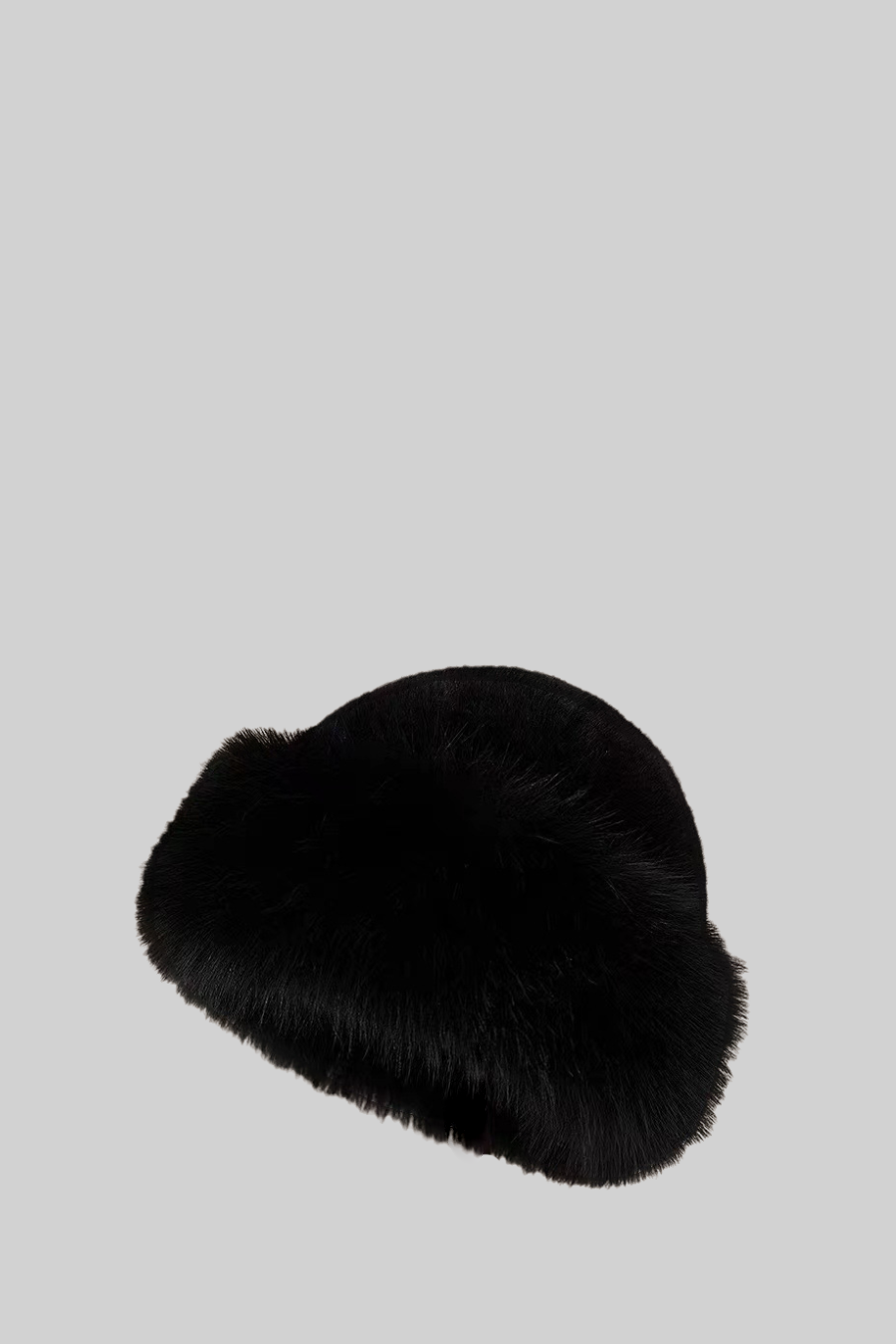 ATISSE – Women’s Black Faux Fur Hat – Wide Brim Plush Winter Hat