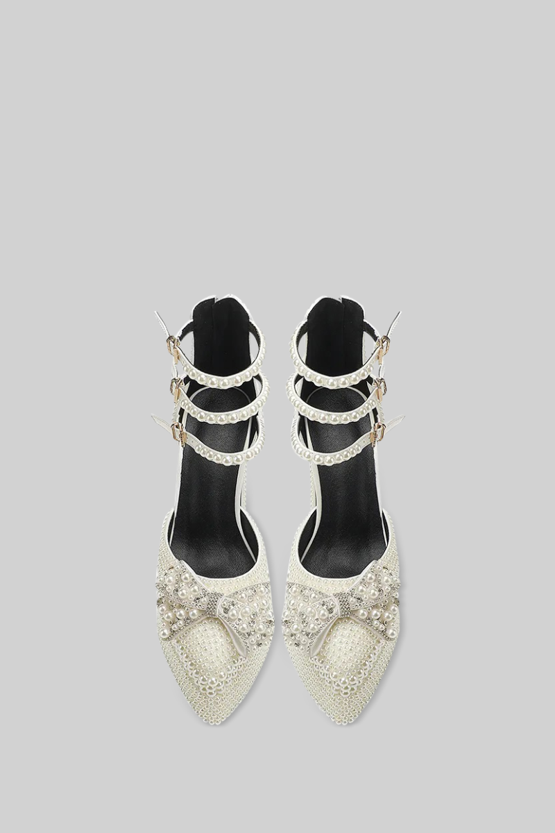 ATISSE – Women’s White Pearl Platform Heels – Embellished Bridal & Party High Heels