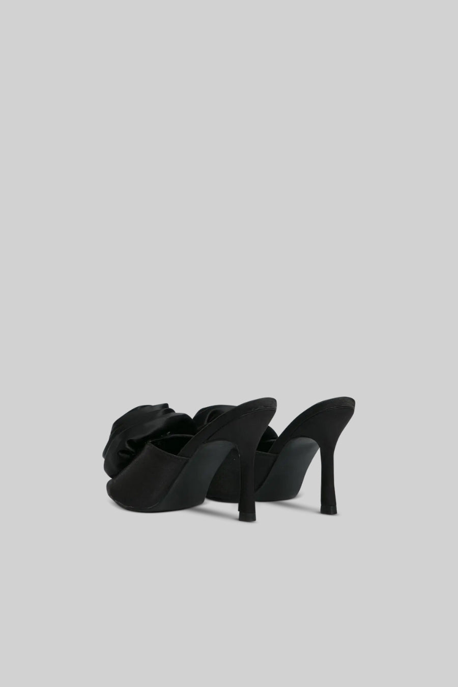ATISSE – Women’s Black Satin Heeled Sandals – Flower Detail Heels – Evening & Party Shoes