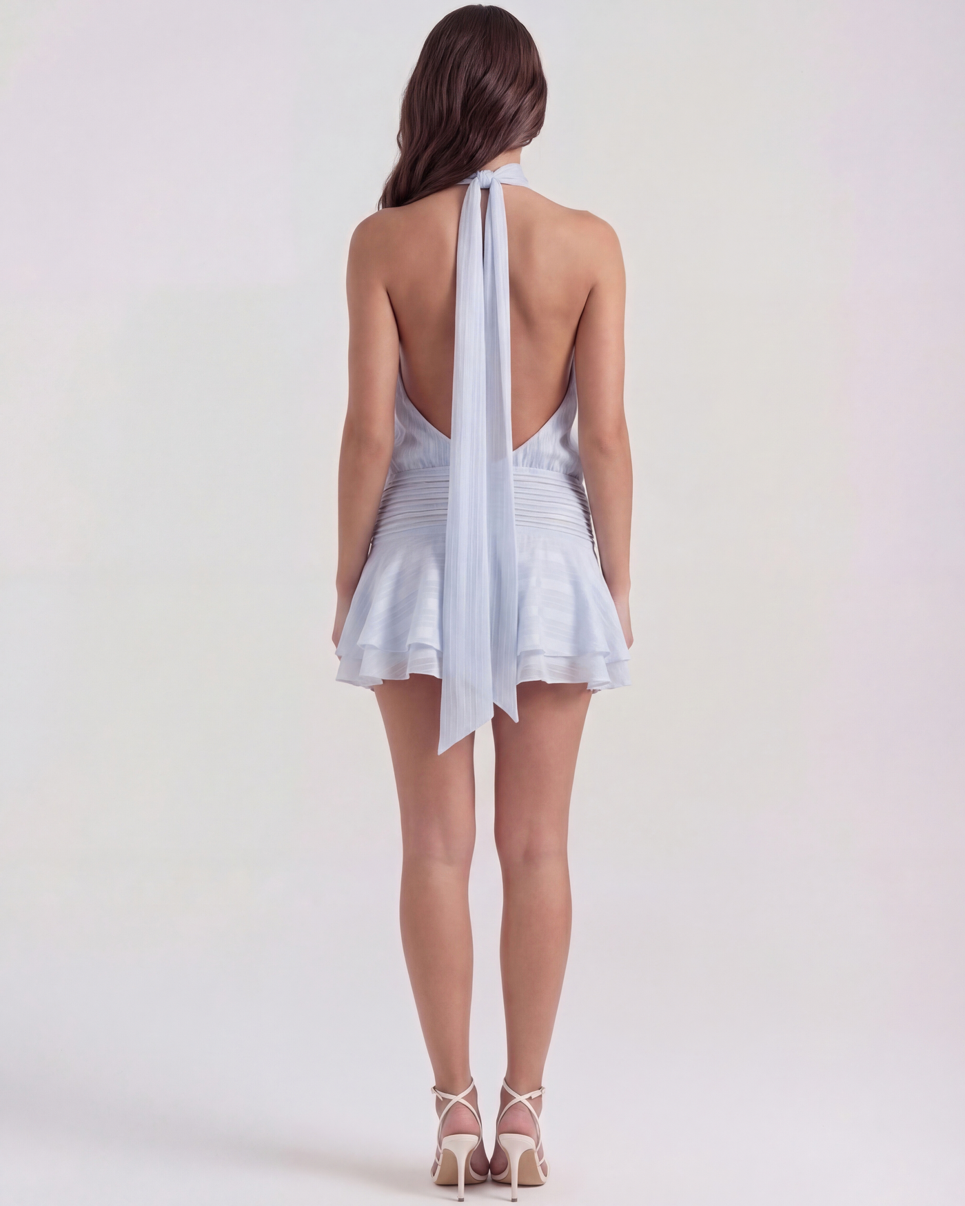 ATISSE CHIARA ICON — Neckholder-Chiffon-Minikleid (Baby Blue)