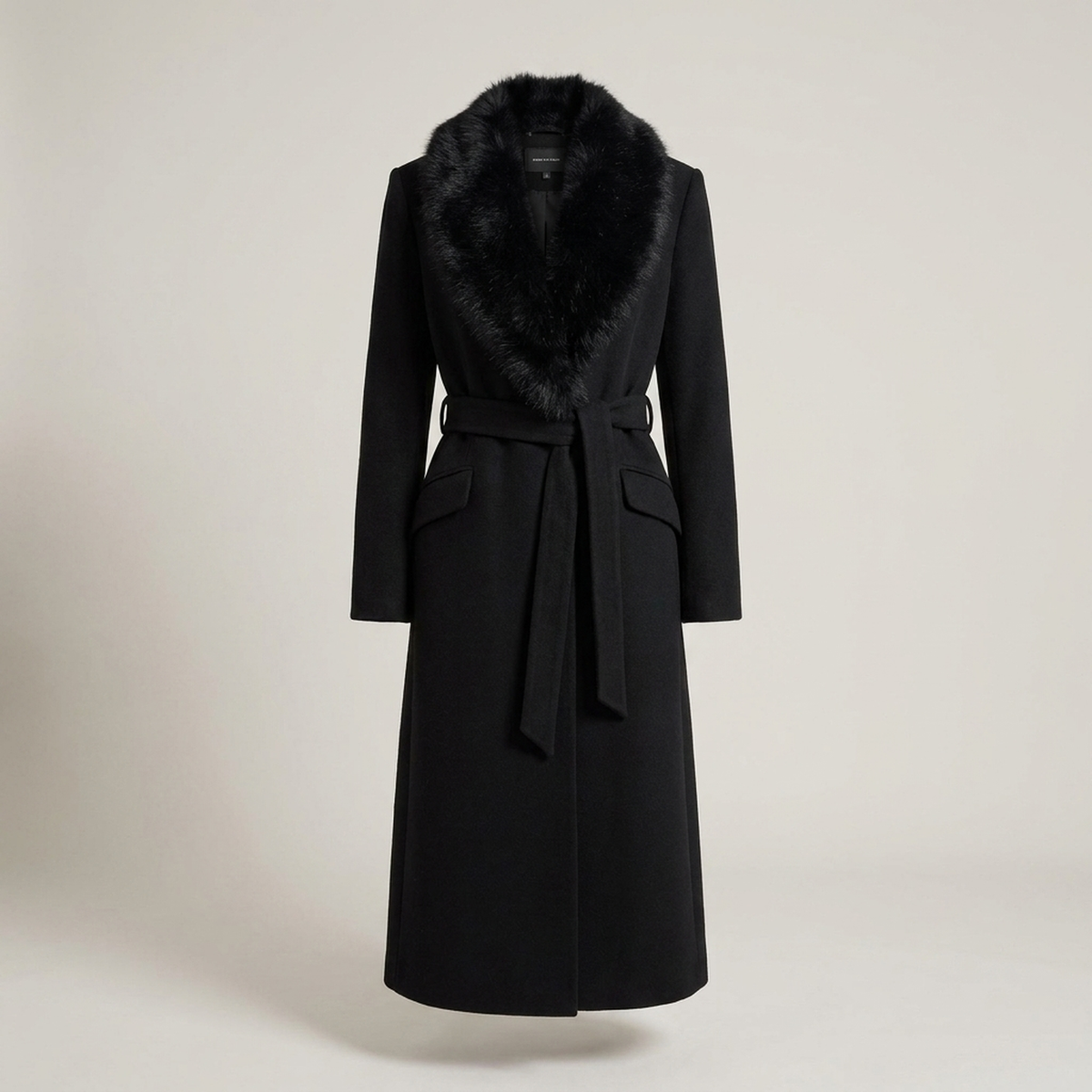 ATISSE – Women's Longline Belted Parka Coat – Faux Fur Collar Winter Wrap Coat