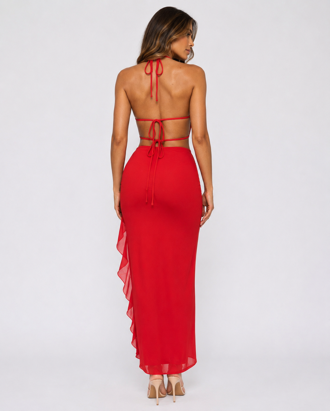 ATISSE CHERRY CRUSH ICON – Maxi-Kleid mit Rückenausschnitt für Damen – Abendkleid mit tiefem Ausschnitt