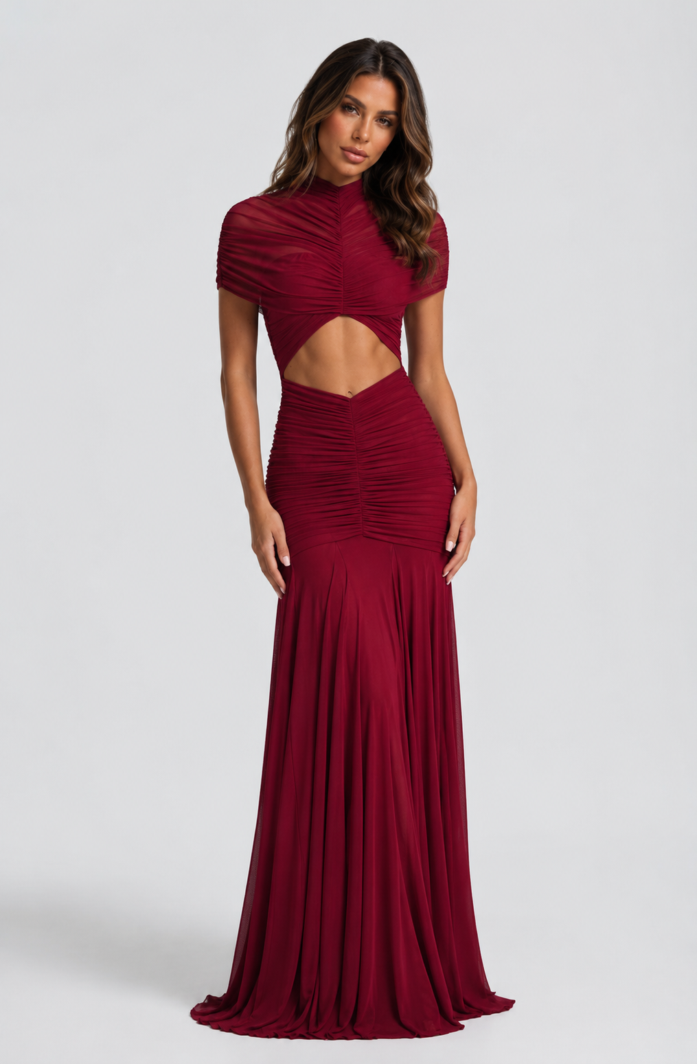 ATISSE JAYA ICON – Cut-Out Maxi-Kleid für Damen – Abendkleid Burgund