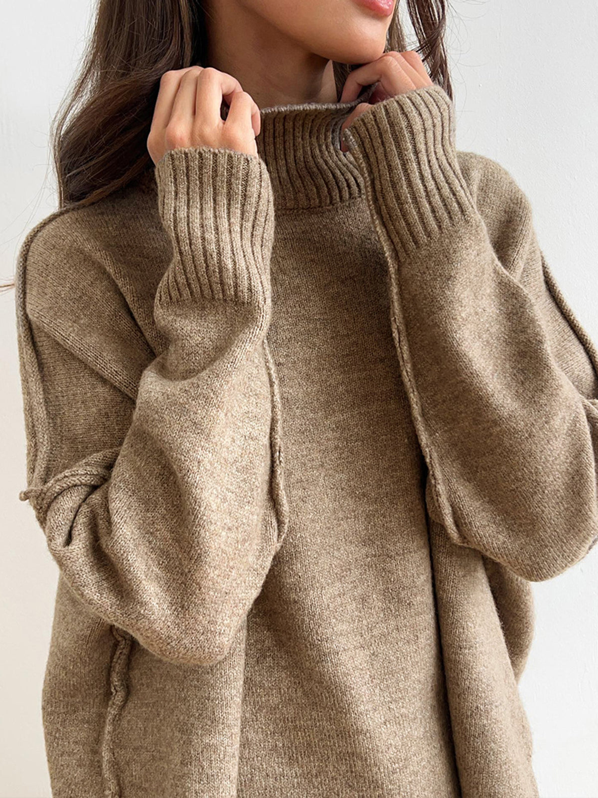 ATISSE ELODIE – Women's Plain Turtleneck Knit Lounge Set