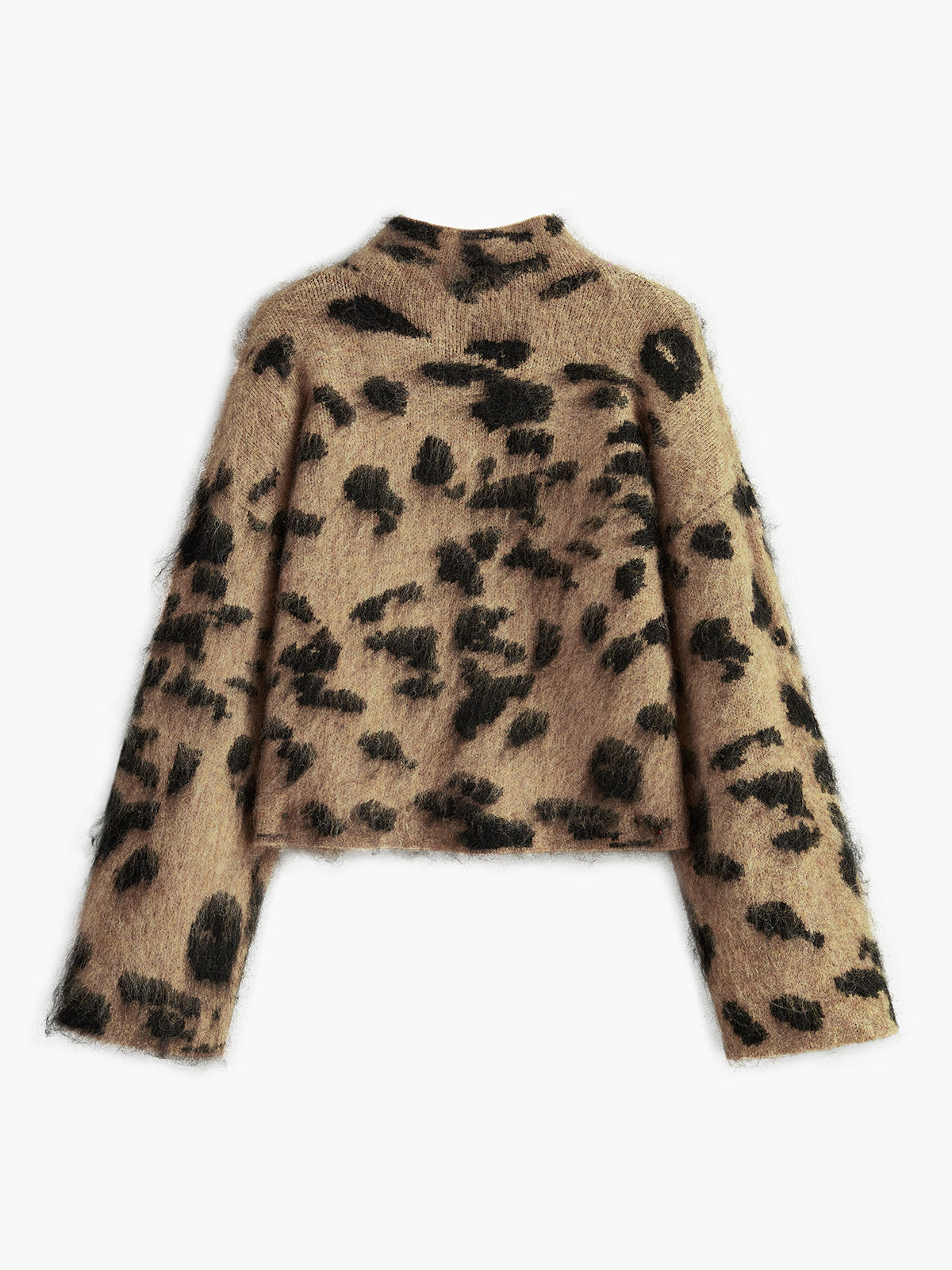 ATISSE – Women's Leopard Print Wool Blend Sweater – Fuzzy Mohair Knit Jumper