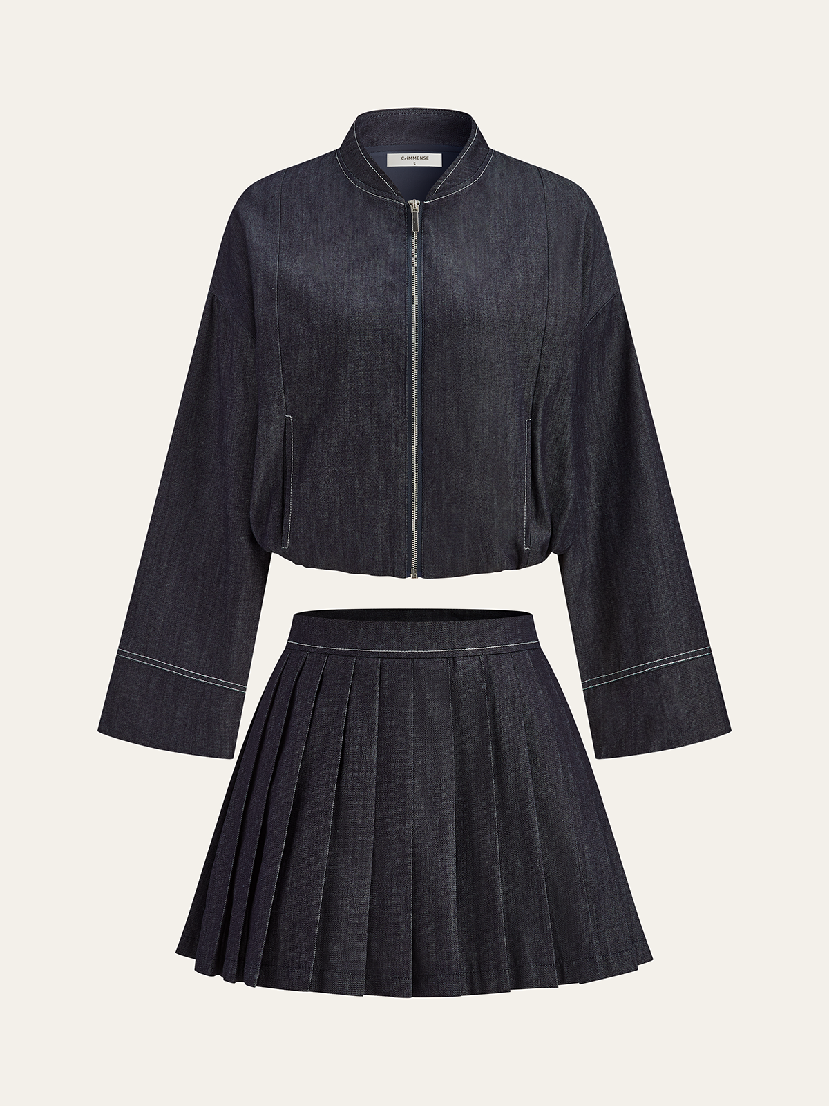 ATISSE – Women's Two Piece Skirt Set – Zip Front Jacket & Pleated Mini Skirt Matching Set