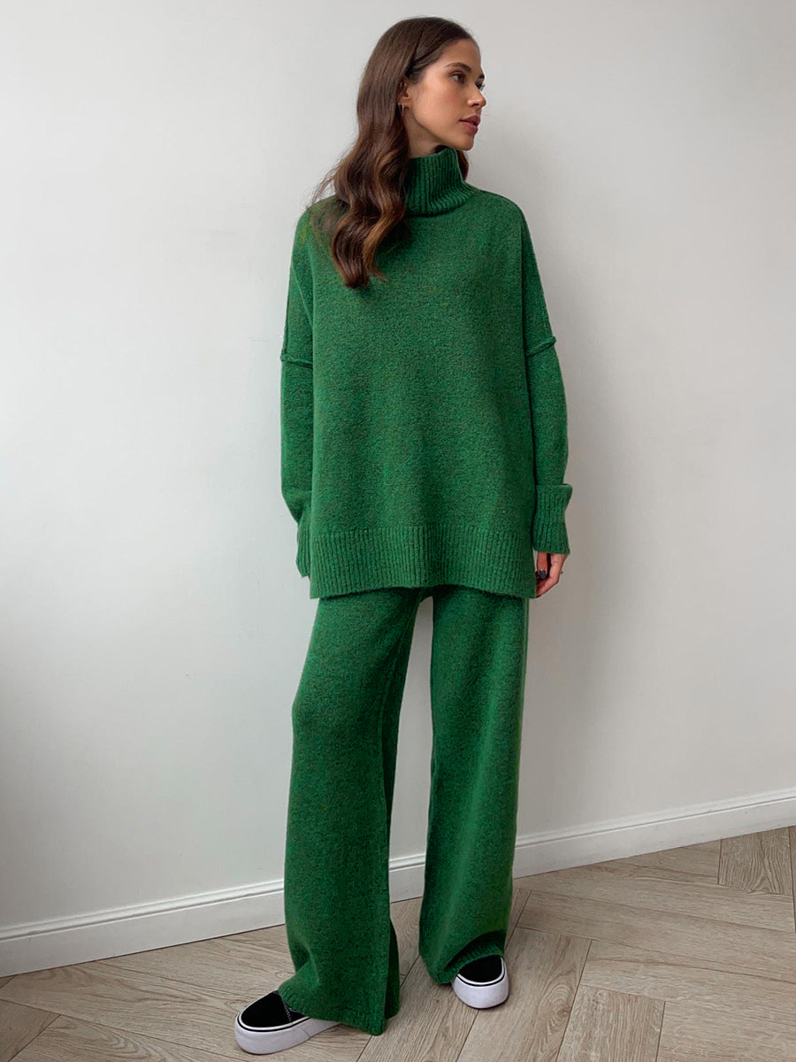 ATISSE ELODIE – Women's Plain Turtleneck Knit Lounge Set