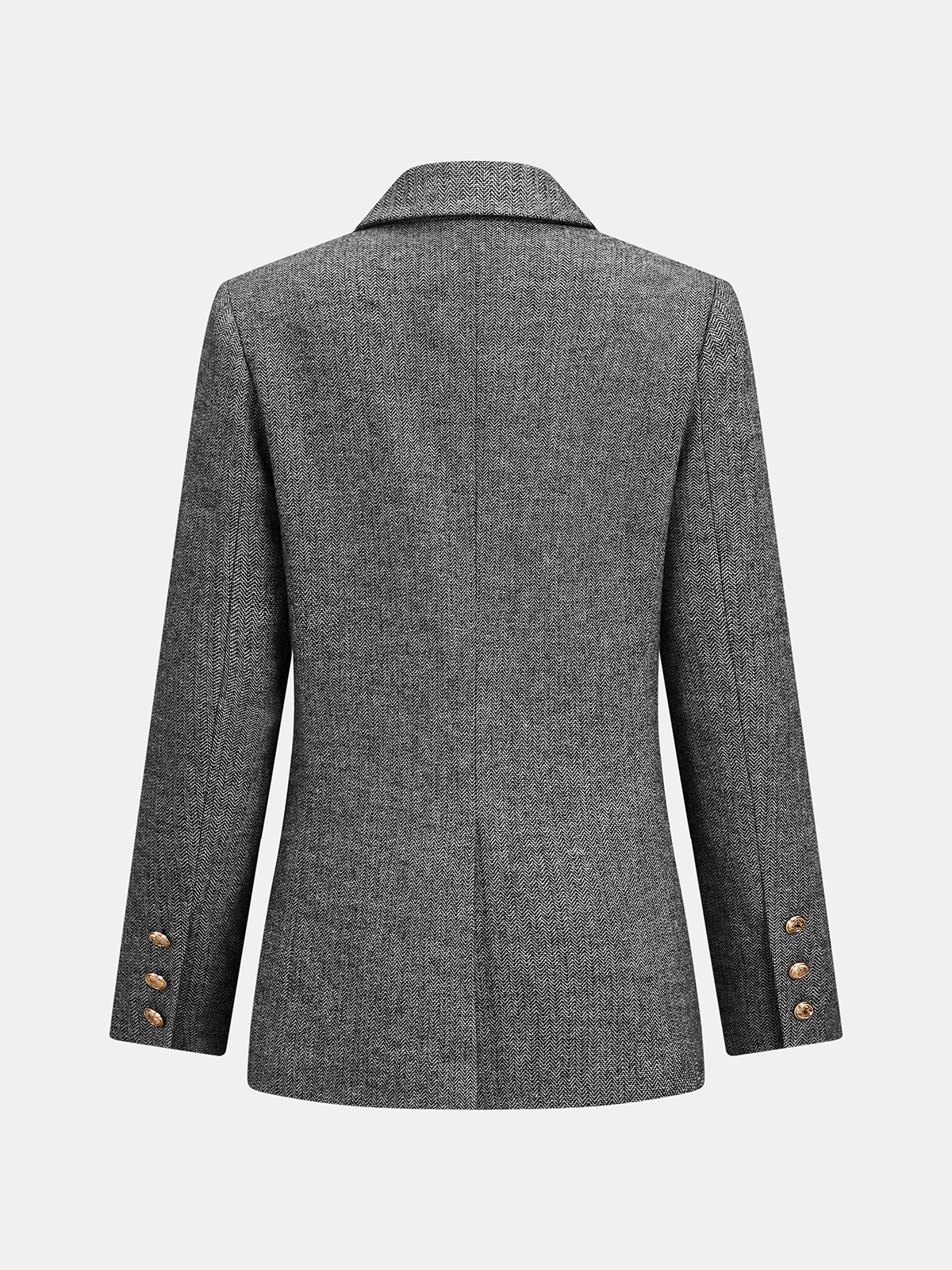 ATISSE – Women's Herringbone Double-Breasted Wool Blend Blazer – Tailored Grey Jacket