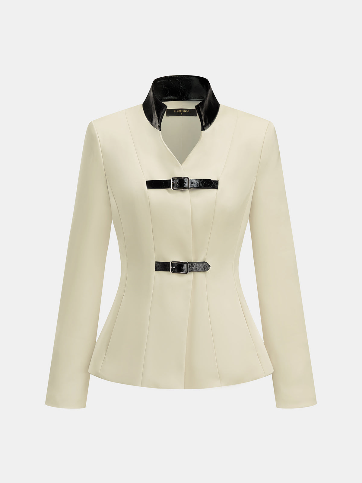 ATISSE – Women’s Textured Tweed Jacket – Belted Stand Collar Cropped Jacket – Tailored Autumn Outerwear