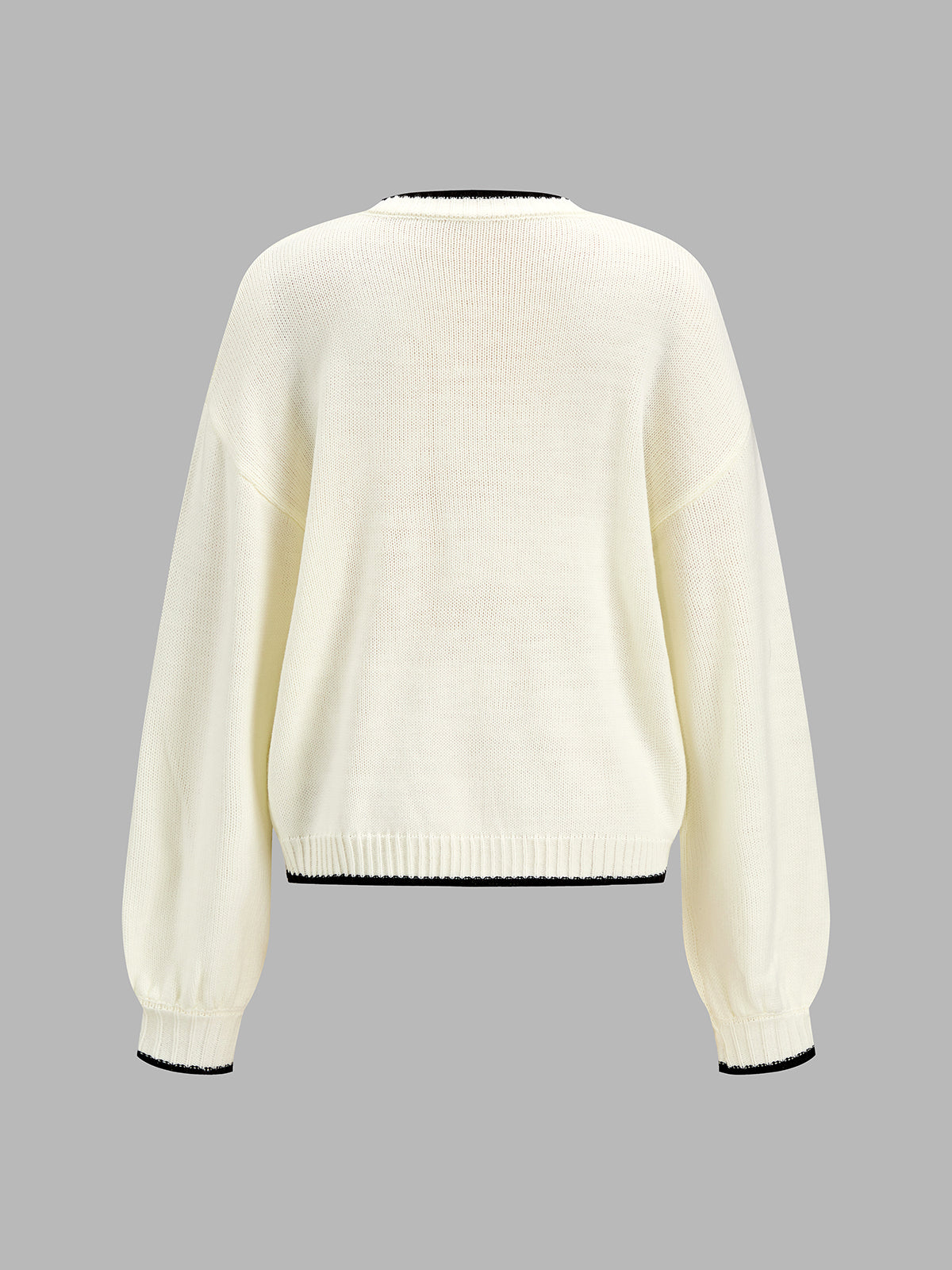 ATISSE – Women's Lobster Jacquard Knit Sweater – Contrast Trim Crew Neck Pullover – Statement Winter Knitwear
