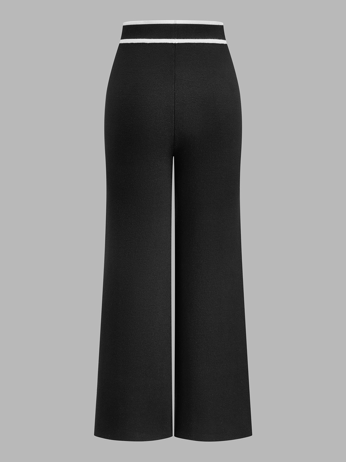 ATISSE – Women's Black Knit Two-Piece Set – Contrast Trim Cardigan & Wide Leg Pants