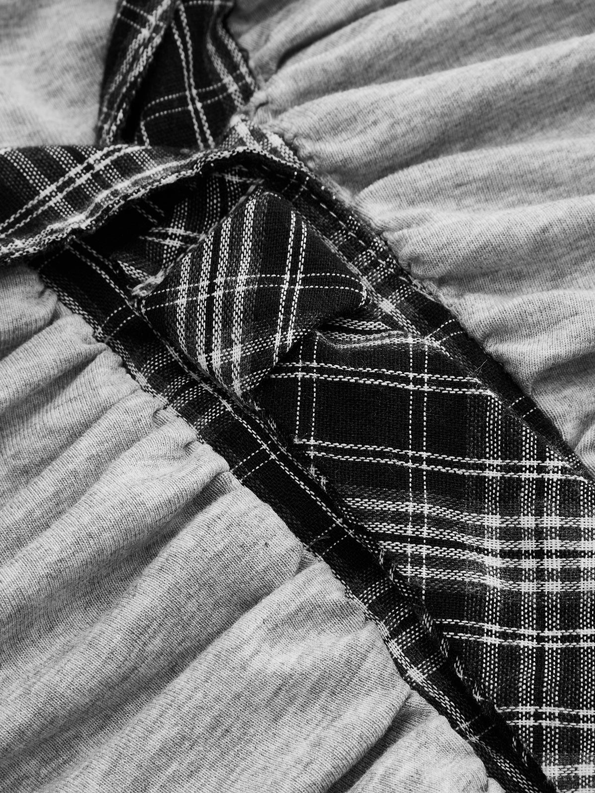 ATISSE – Women's Plaid Ruched Collared Top – Tie Detail Long Sleeve Slim Fit Blouse – Stretch Jersey