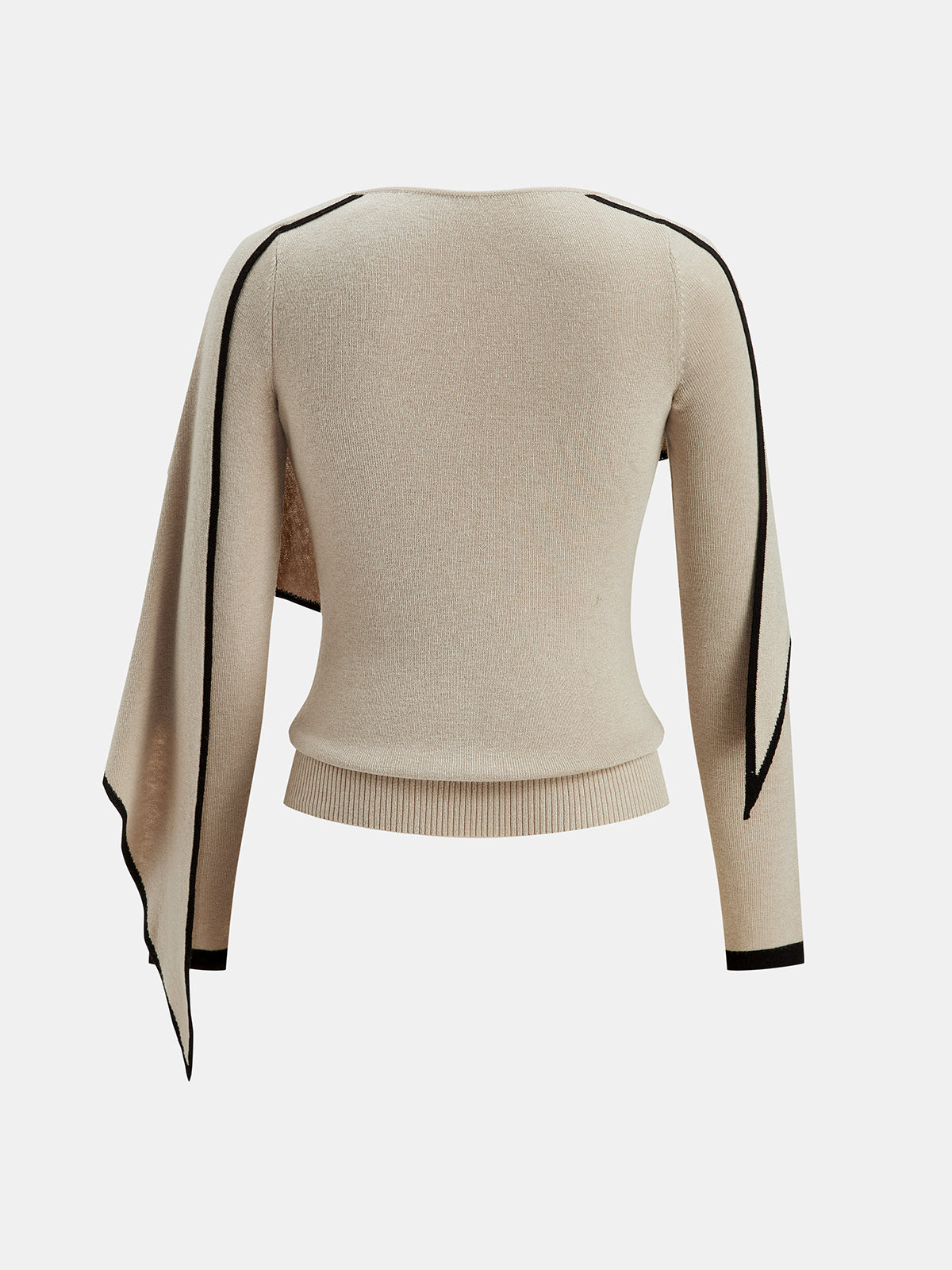 ATISSE – Women’s Wool Blend Knit Cape Top – Contrast Trim Slim Fit Sweater