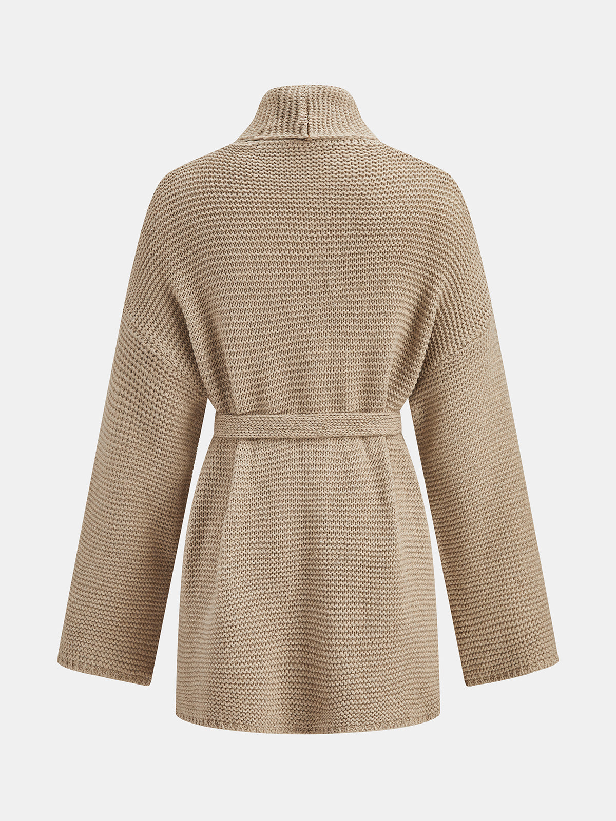 ATISSE – Women's Khaki Waffle Knit Cardigan – Belted Wrap Long Sleeve Sweater