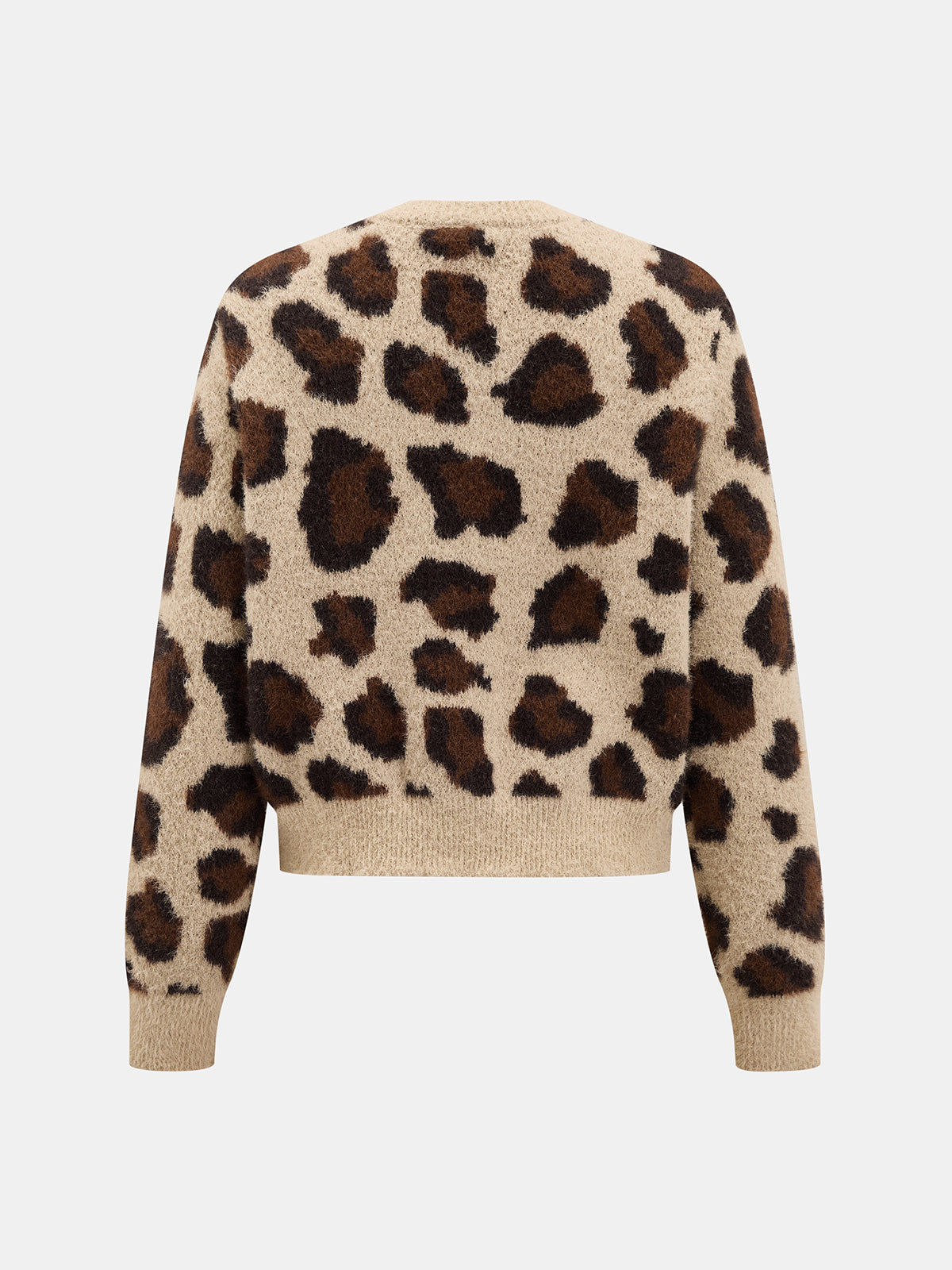 ATISSE – Women's Leopard Print Cardigan – Soft Fuzzy Knit Button-Up Sweater with Relaxed Fit