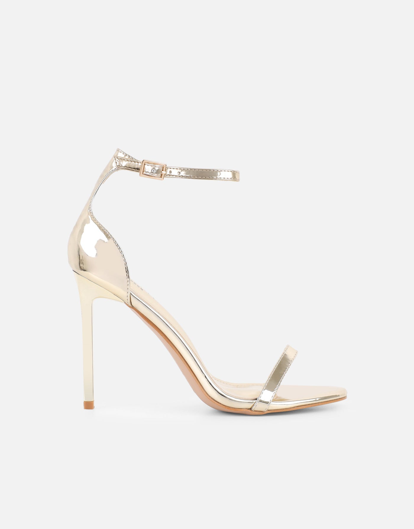 ATISSE GABBY – Goldene Spiegelabsatz-Sandaletten für Damen – Minimalistische Riemchen-High Heels