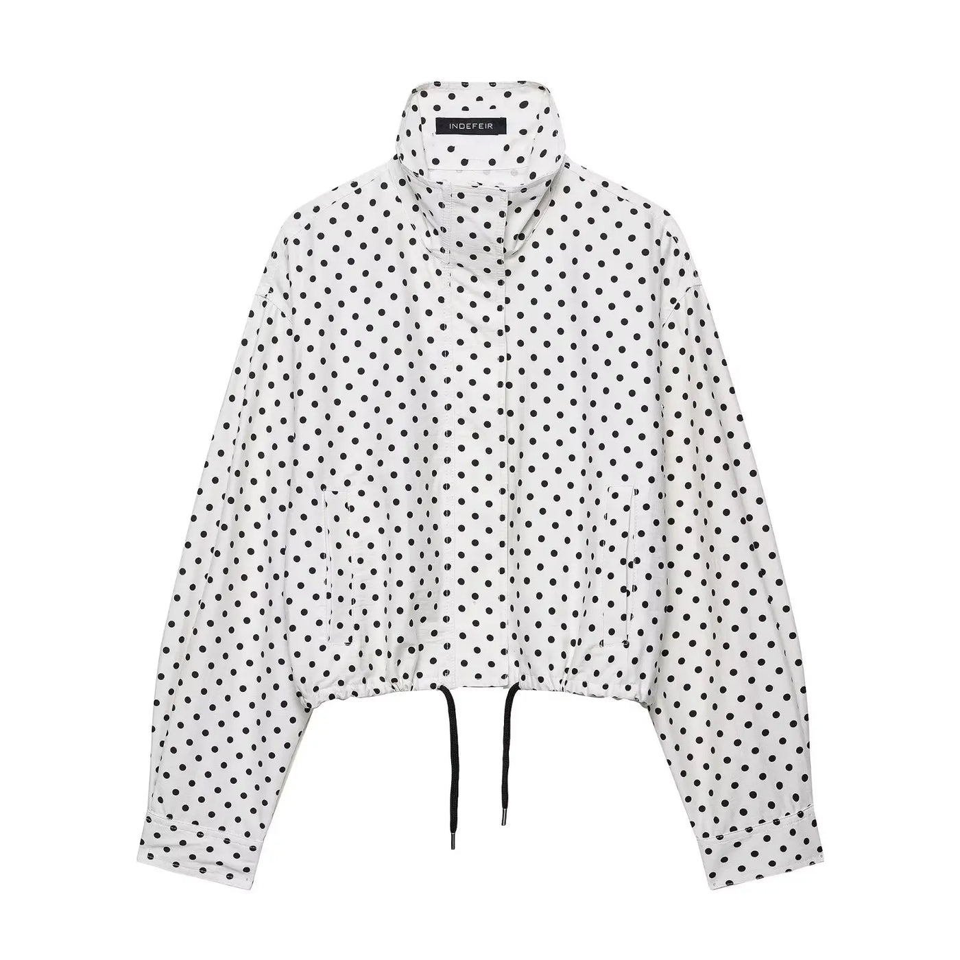 ATISSE – Women's Polka Dot Co-Ord Set – White High Neck Blouse & Tailored Shorts