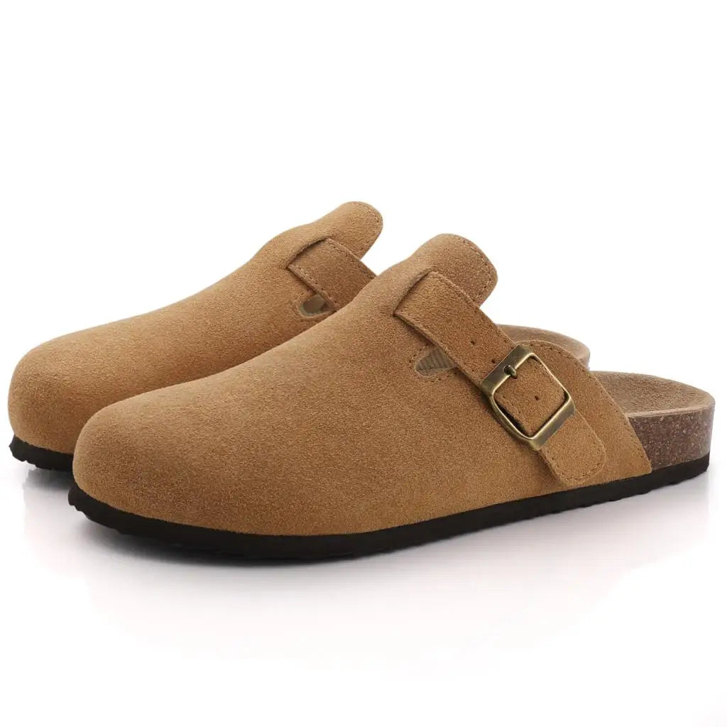 ATISSE ELSIE – Damen Wildleder Clogs – Slip-on mit Kork-Fußbett (verschiedene Farben)