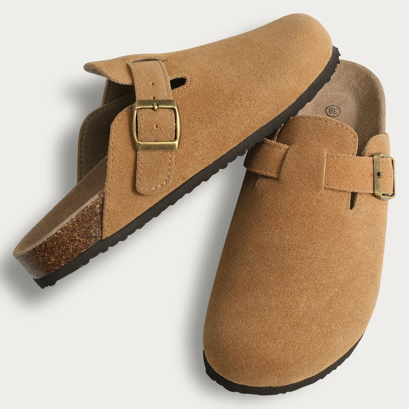 ATISSE ELSIE – Damen Wildleder Clogs – Slip-on mit Kork-Fußbett (verschiedene Farben)