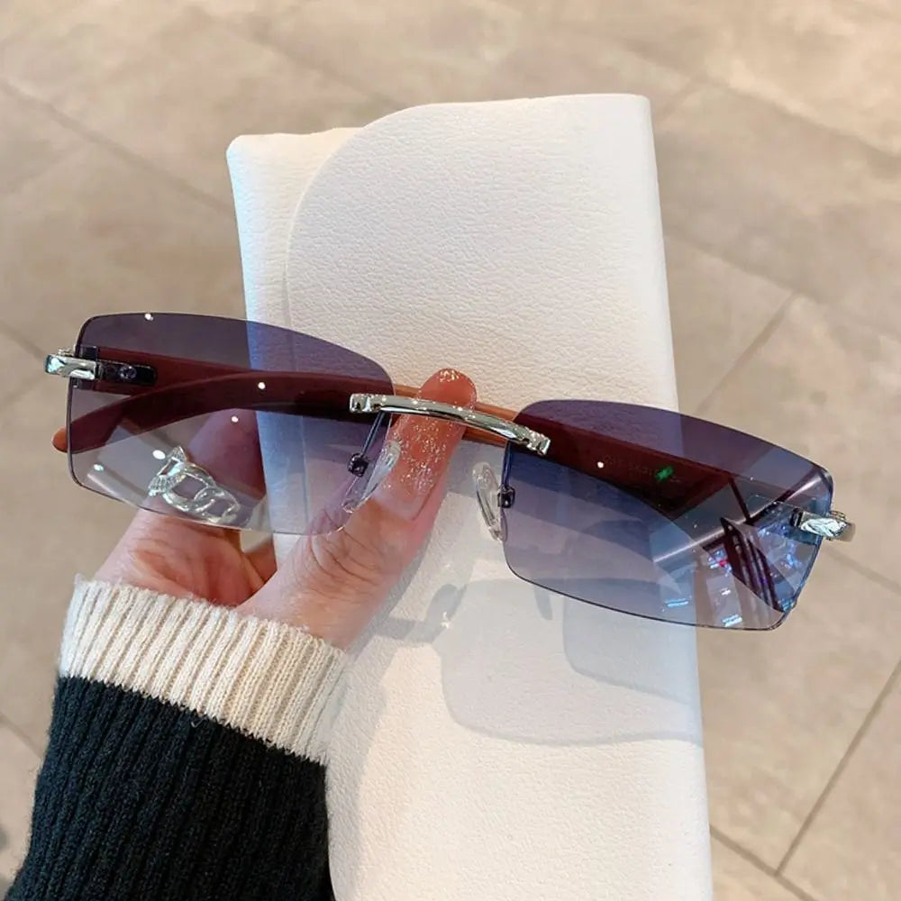ATISSE VEYRA – Rechteckige, randlose UV400 Sonnenbrille für Damen – 8 Farben