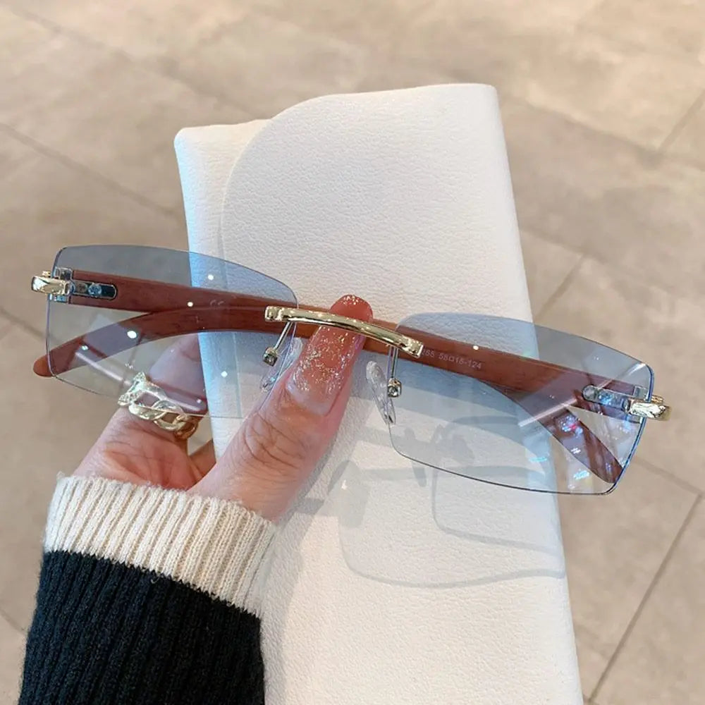ATISSE VEYRA – Rechteckige, randlose UV400 Sonnenbrille für Damen – 8 Farben