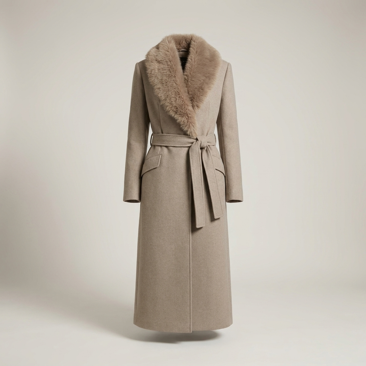 ATISSE – Women's Longline Belted Parka Coat – Faux Fur Collar Winter Wrap Coat