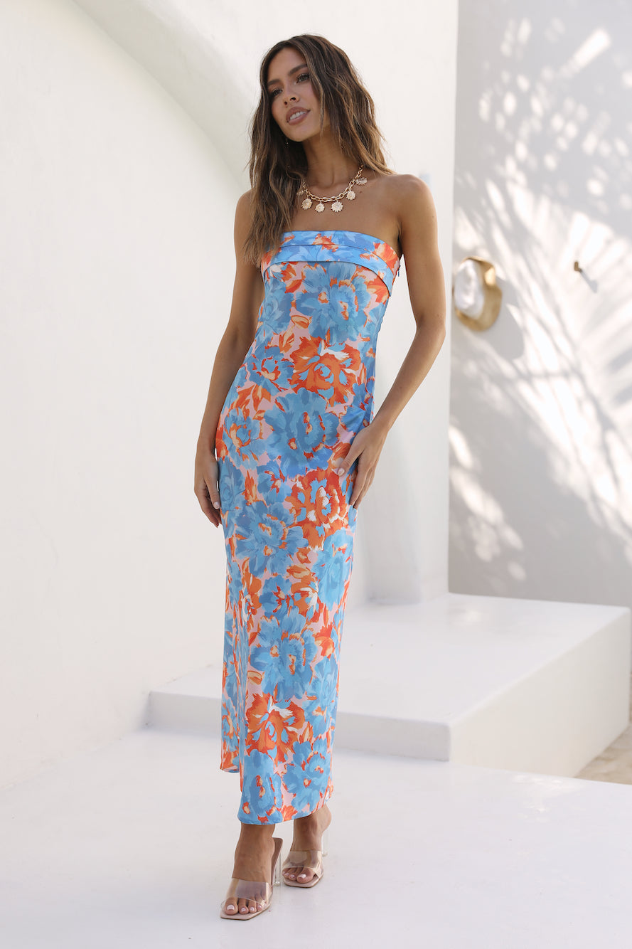 ATISSE SWEET MOMENTS — Luxuriöses, schulterfreies Maxikleid mit Blumenmuster | Elegantes Sommer- und Urlaubskleid für Damen
