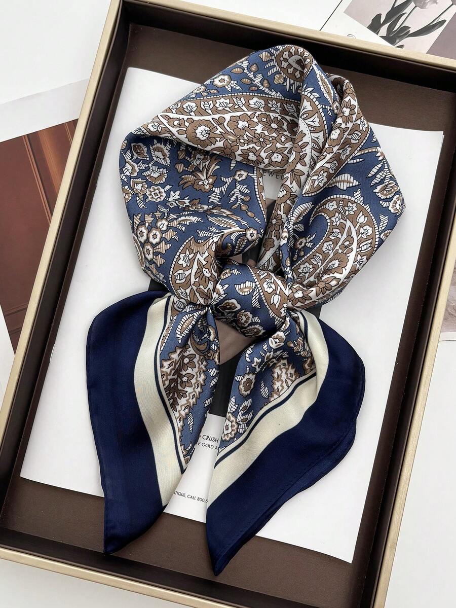 ATISSE ÉTOILE – Satin-Seidentuch für Damen – Quadratisches Luxus-Halstuch mit Muster (verschiedene Farben)