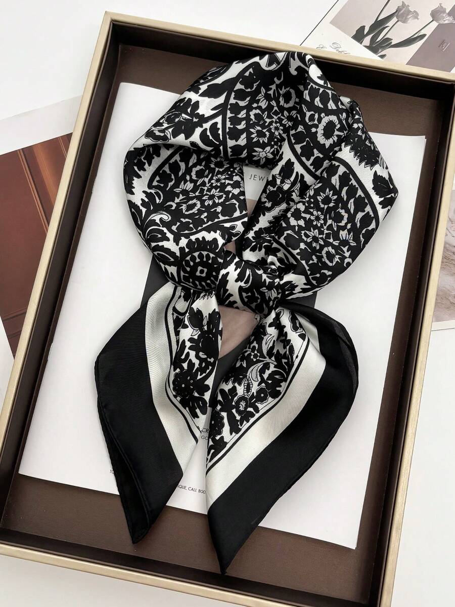 ATISSE ÉTOILE – Satin-Seidentuch für Damen – Quadratisches Luxus-Halstuch mit Muster (verschiedene Farben)