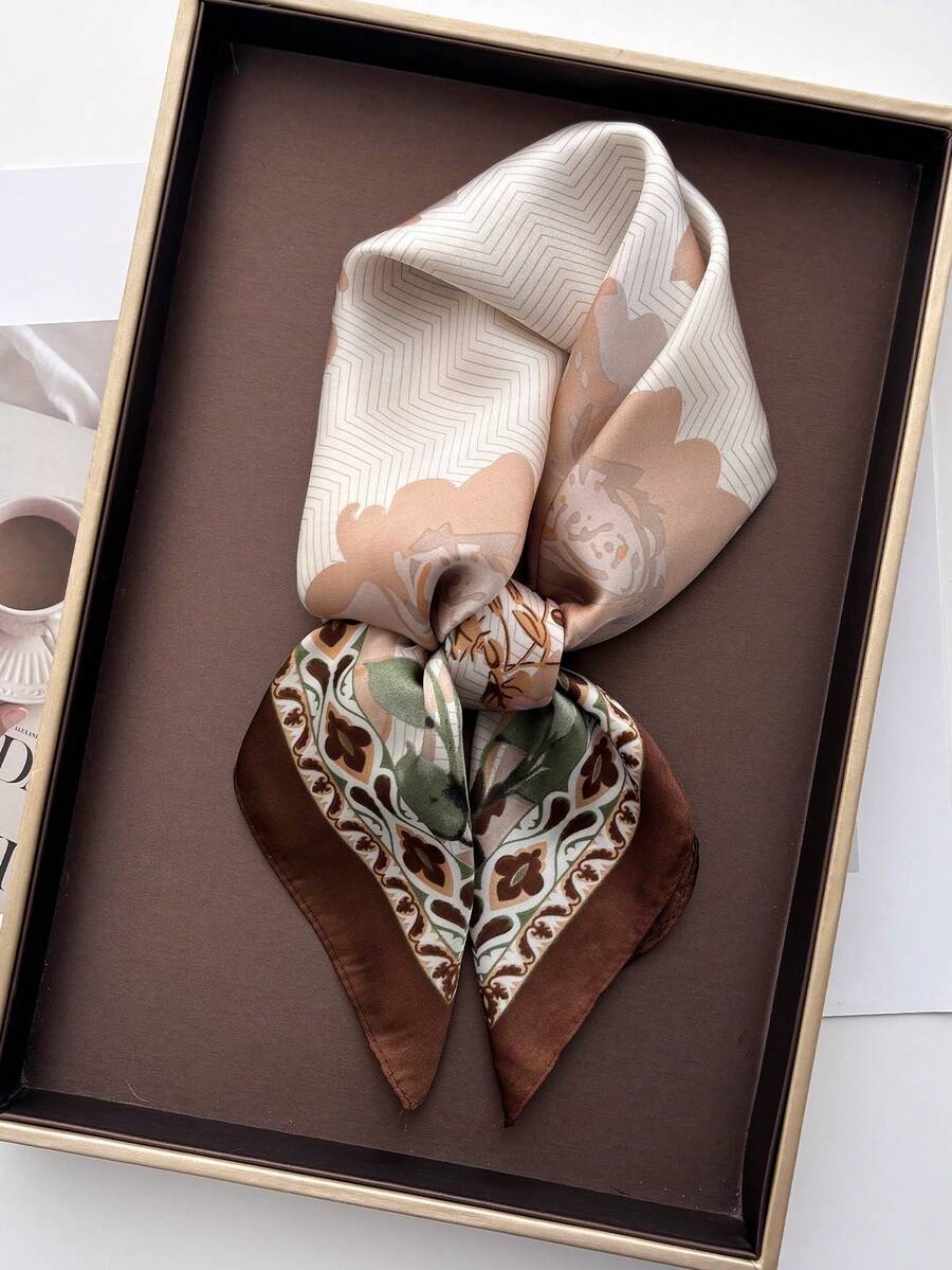 ATISSE ÉTOILE – Satin-Seidentuch für Damen – Quadratisches Luxus-Halstuch mit Muster (verschiedene Farben)