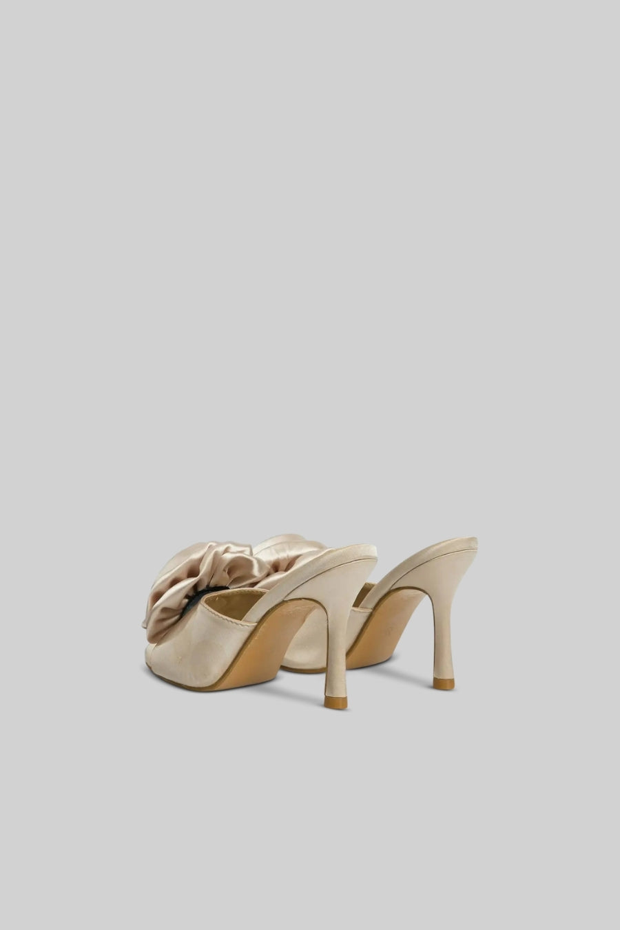 ATISSE – Women’s Beige Satin Heeled Sandals – Flower Detail Heels – Wedding & Party Shoes