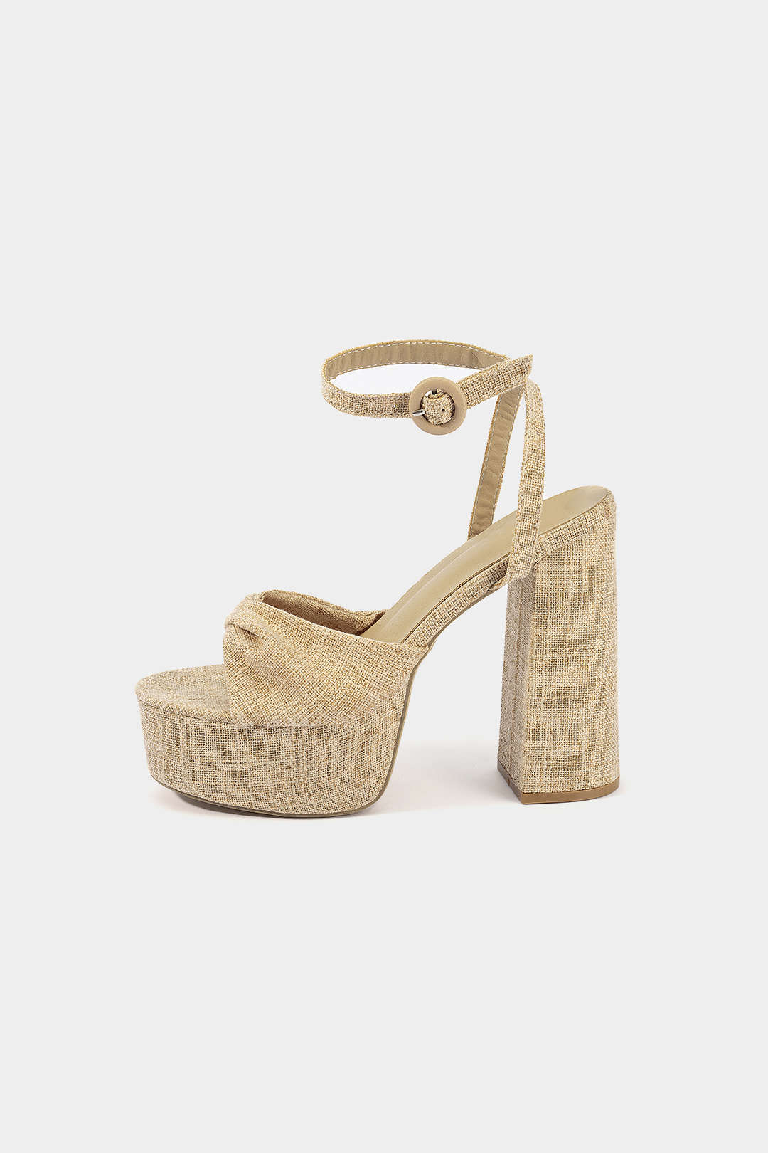 ATISSE SOLARA – Sandalias de tacón con plataforma para mujer – Sandalias de tacón cuadrado estilo alpargata en beige