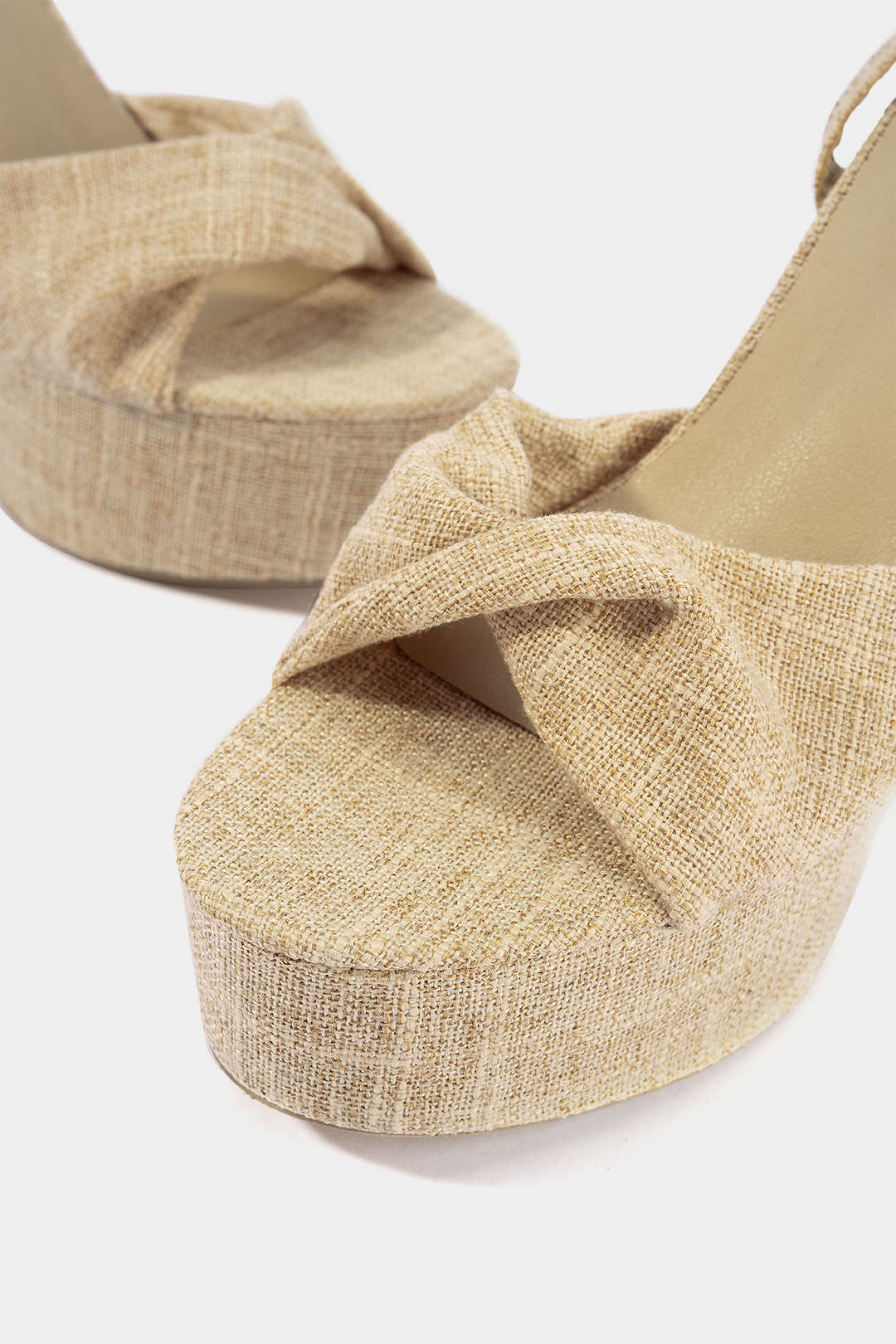 ATISSE SOLARA – Sandalias de tacón con plataforma para mujer – Sandalias de tacón cuadrado estilo alpargata en beige