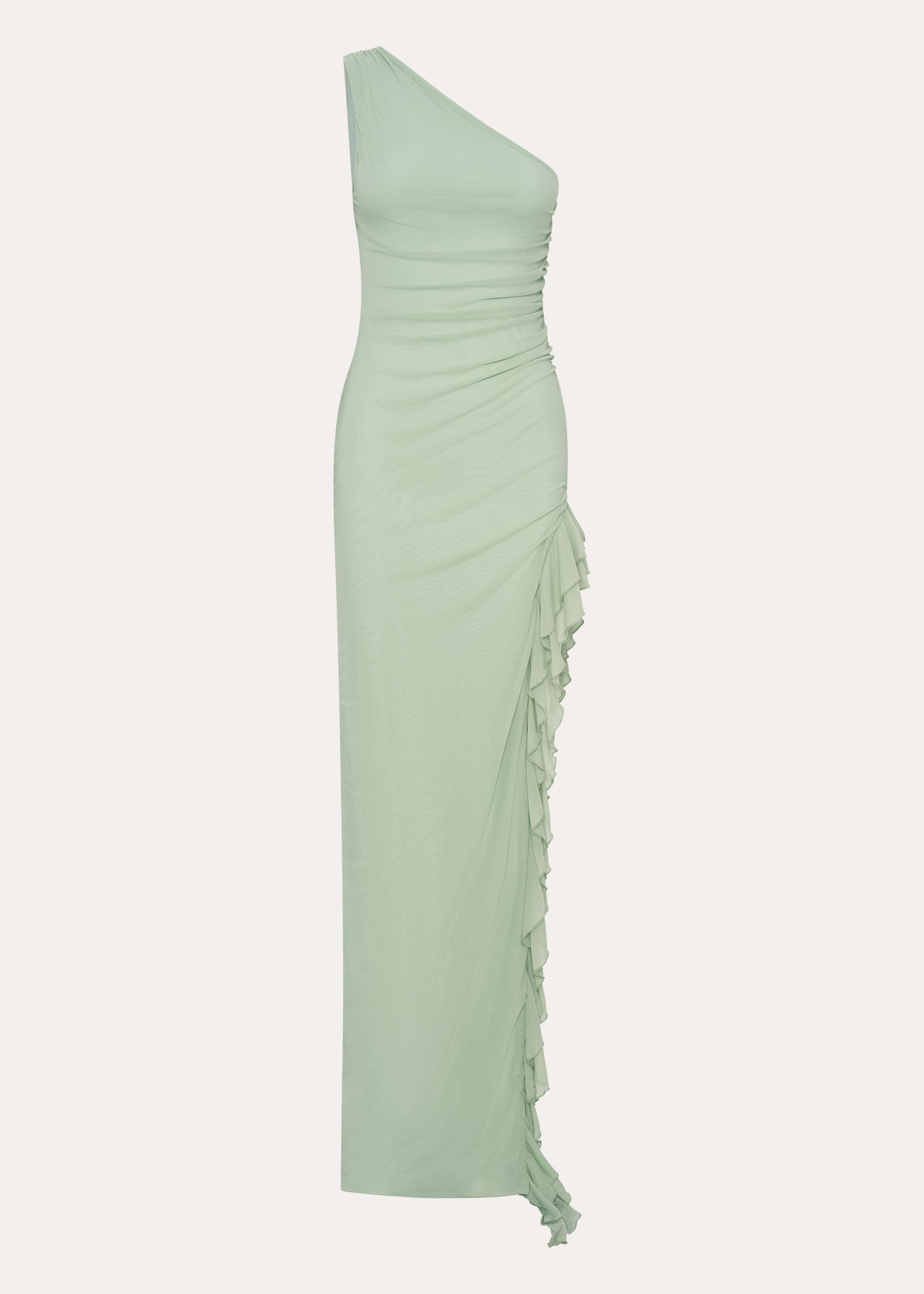 ATISSE CLARENCE ICON – Vestido maxi asimétrico para mujer – Elegante vestido verde salvia de ocasión