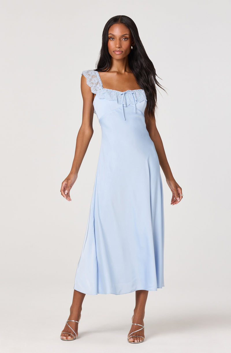 ATISSE MAKIYA – Midikleid für Damen mit Herz-Ausschnitt – Hellblau