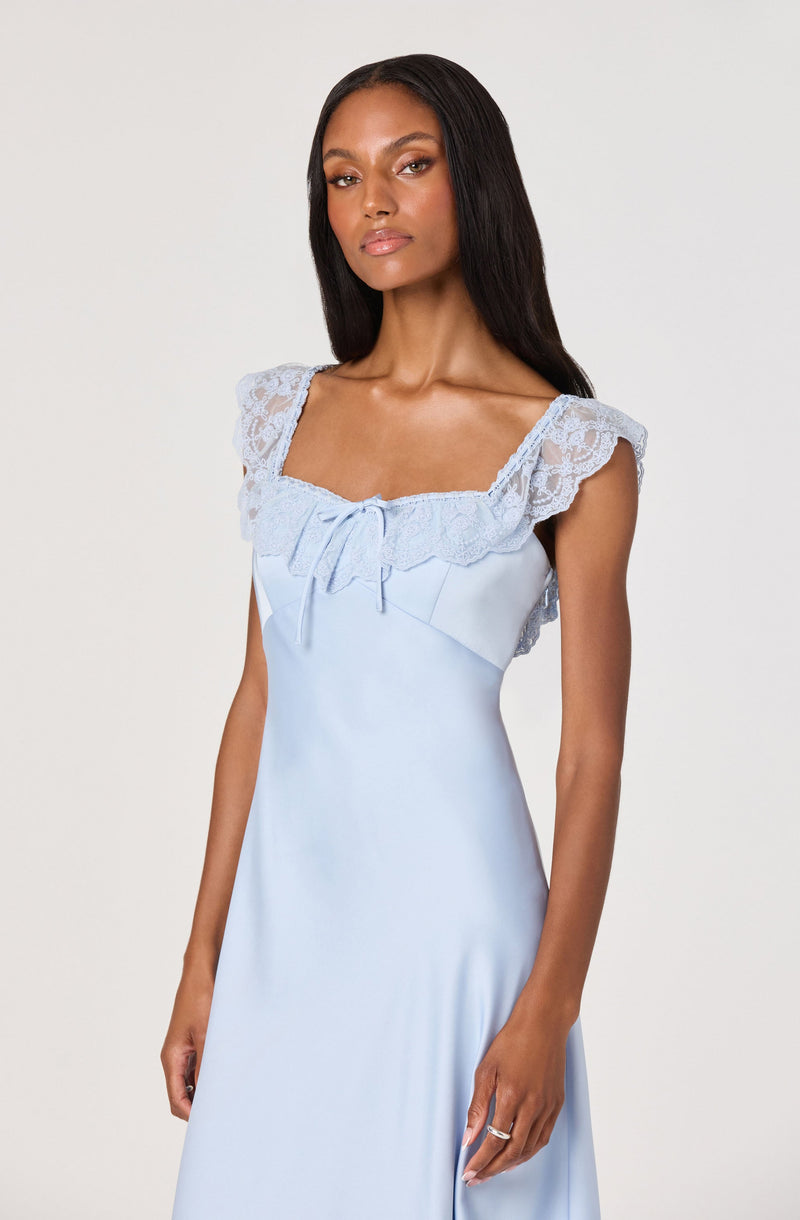 ATISSE MAKIYA – Midikleid für Damen mit Herz-Ausschnitt – Hellblau