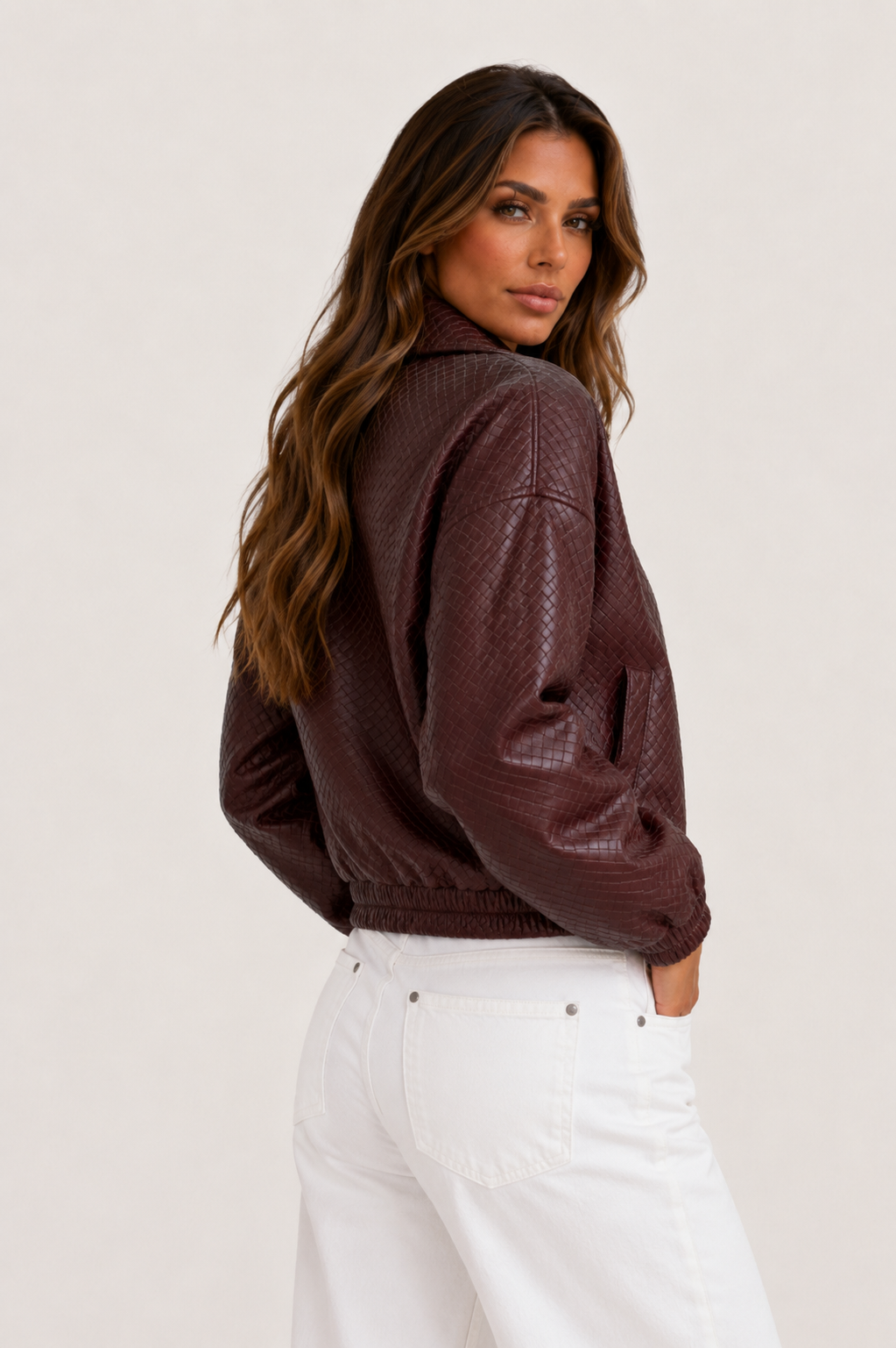ATISSE – Women's Faux Leather Bomber Jacket – Zip-Up Relaxed Fit Leather Jacket