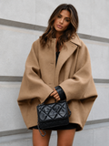 ATISSE – Women's Beige Oversized Coat – Relaxed Button Front Winter Coat with Pockets