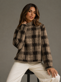 ATISSE – Women's Wool Blend Plaid Turtleneck Sweater – Checked Long Sleeve Winter Knit Pullover