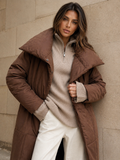 ATISSE – Women's Long Quilted Winter Coat – Belted Warm Puffer Coat