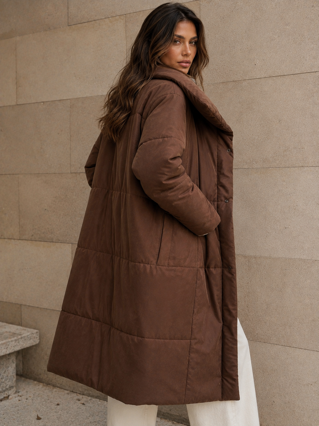 ATISSE – Women's Long Quilted Winter Coat – Belted Warm Puffer Coat