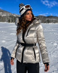 ATISSE ASHORE – Women's Hooded Puffer Jacket – Belted Winter Down Coat with Faux Fur Hood