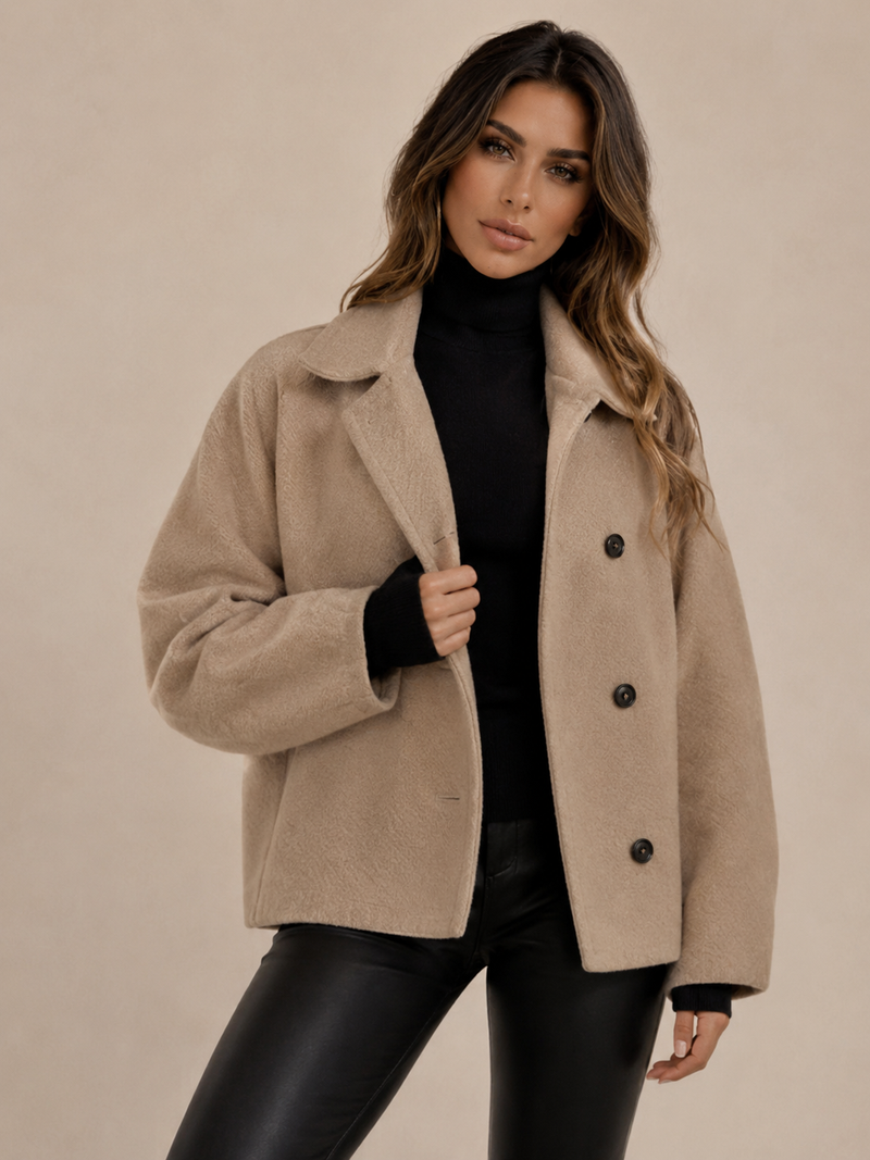 ATISSE LAINEY – Women's Oversized Wool Coat – Double Breasted Tailored Winter Coat