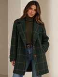 ATISSE – Women's Long Oversized Coat – Notch Lapel Tailored Winter Overcoat – Plaid Outerwear