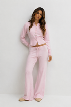 ATISSE ARIA SOFT SET – Conjunto de punto para mujer con top crop y pantalón de pierna ancha