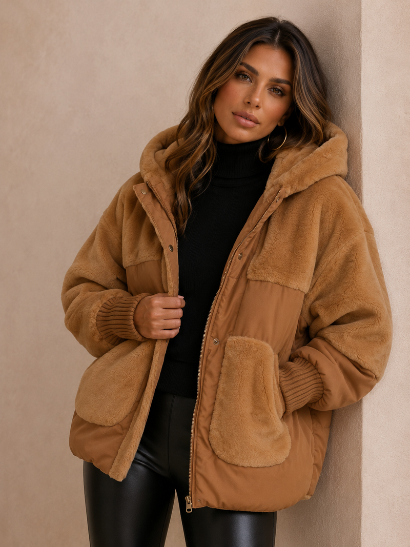 ATISSE – Women's Quilted Puffer Jacket – Warm Hooded Oversized Winter Coat Elegant