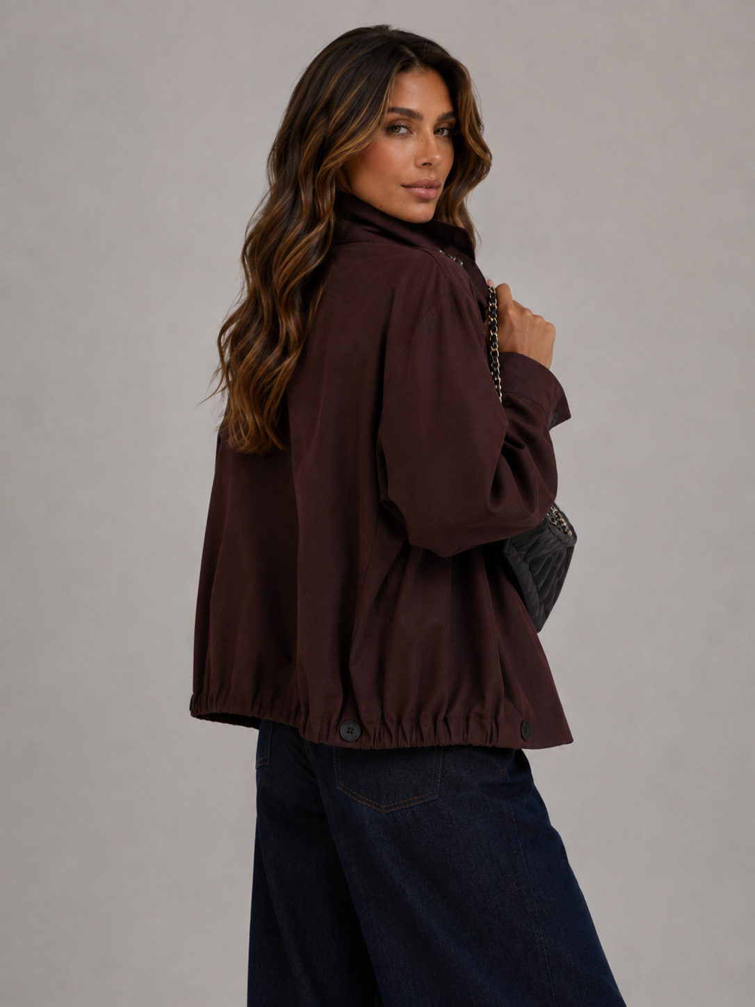 ATISSE – Women's Oversized Vintage Trench Coat – Relaxed Fit Brown Long Sleeve Autumn Outerwear Jacket