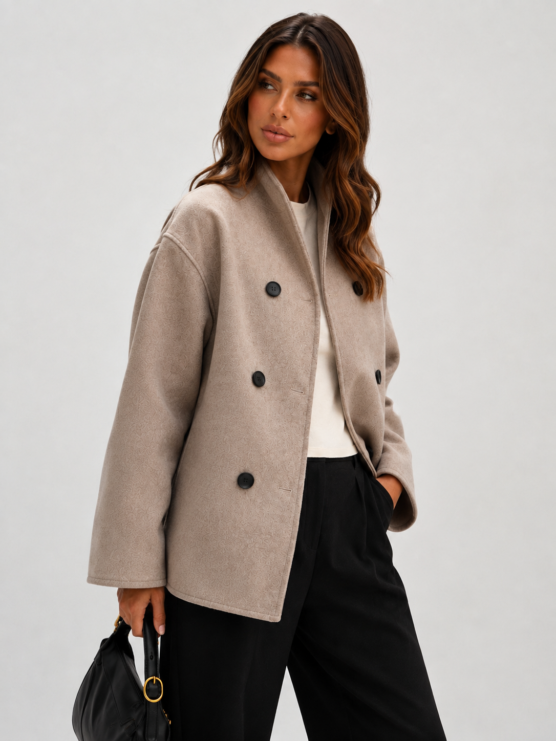 ATISSE NOELLE – Women's Oversized Button Down Jacket – Relaxed Long Sleeve Coat