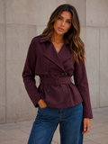 ATISSE – Women's Double-Breasted Belted Trench Jacket – Tailored Slim Fit Short Trench Coat  Descripción SEO