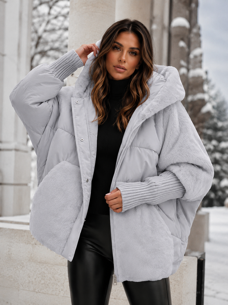 ATISSE – Women's Quilted Puffer Jacket – Warm Hooded Oversized Winter Coat Elegant